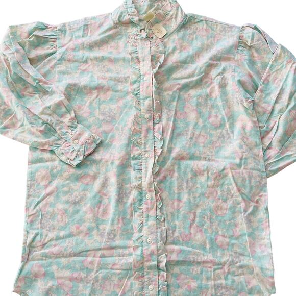 Victoria's Secret VINTAGE 90's Flannel Ruffle Nightshirt Floral Medium NEW w/Tag - Picture 1 of 6